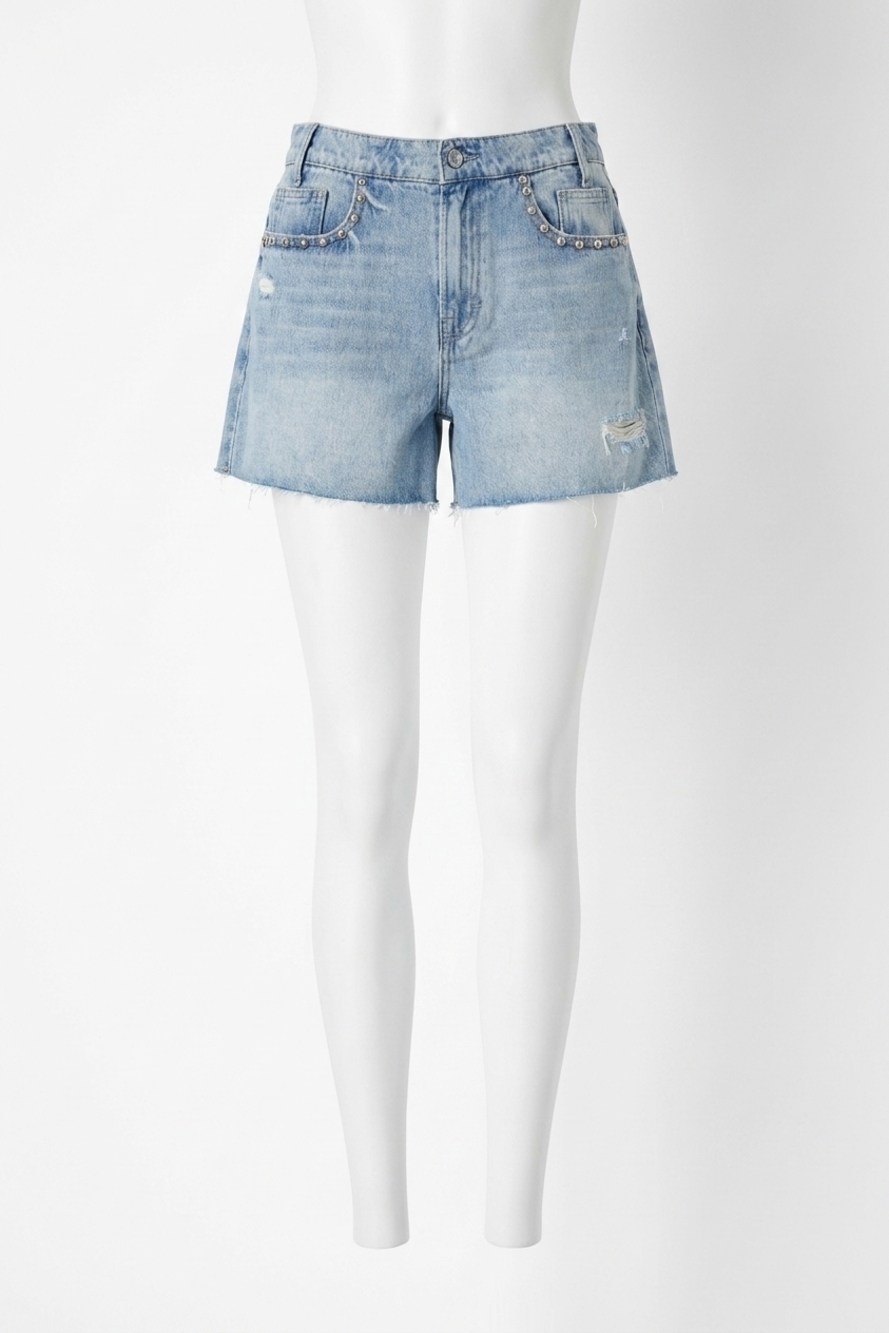 NEW HIDDEN pearl embellished shorts in medium wash
